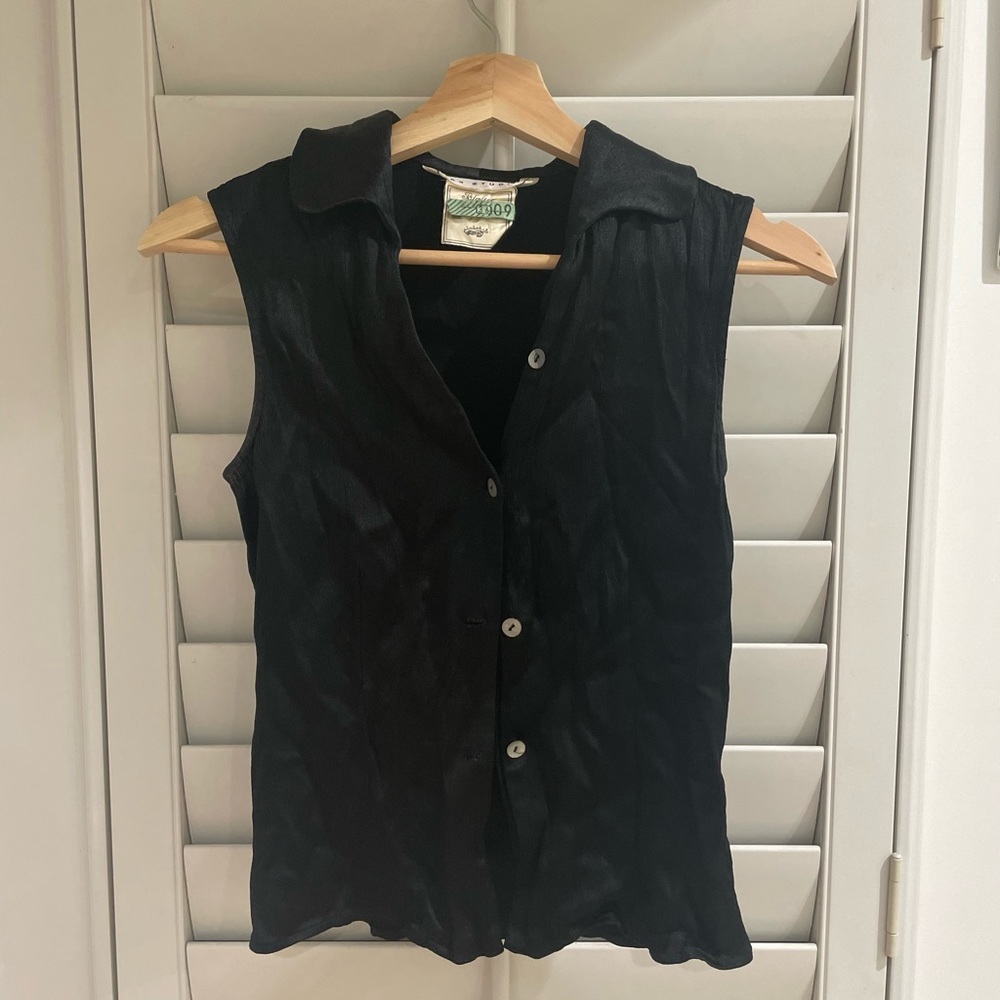 Vintage button up vest tank top